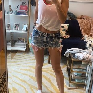 Mini red white blue jean shorts!